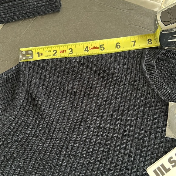 New JIL SANDER. SWEATER CROP LONG SLEEVE NAVY SIZE 38